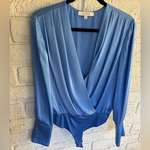 Favorite Daughter Provence Blue Silk The Date Thing Bodysuit